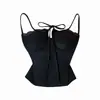 88846 Estilo Chica Caliente Tirante de Cuerda Top Corto tipo Camisola de Vacaciones para Mujer, Adelgazante y Elegante