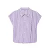 Comercio Exterior Ropa de Mujer 2026 Verano Nuevo Estilo Europeo y Americano Simple Ajustada Camisa de Rayas de Manga Corta 6009571