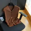 Colete Tricot Feminino Gola V Sem Mangas Lyocell Cintura Franzida Emagrecedor Top Verão L0716B