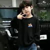 Camiseta de Manga Larga de Moda para Niños 100% Algodón 2026 Dibujos Animados Niños Primavera/Otoño Cuello Redondo Niños Medianos/Grandes Camiseta Base