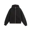 Sudadera con capucha de color liso y costuras acanaladas estilo retro americano Rumen para hombre y mujer, simple, holgada, casual, chaqueta con cremallera