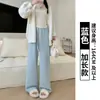Pantalones de Pana de Visón Blanco con Forro de Vellón para Mujer, Nuevos Pantalones Casuales Rectos de Cintura Alta de Invierno, Pantalones de Pierna Ancha Adelgazantes Petite