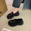 Mocasines de suela gruesa para mujer 2026 nuevos zapatos de otoño para mujer sin cordones estilo británico zapatos pequeños de cuero zapatos negros zapatos de uniforme JK