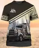 Camiseta Masculina de Verão com Estampa 3D de Caminhoneiro, Gola Redonda, Manga Curta Casual, Roupa Masculina da Moda