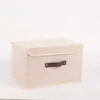 Caja de Almacenamiento Simple de Lino con Tapa, Caja de Almacenamiento Plegable, Caja de Almacenamiento para Dormitorio Estudiantil y Hogar, Color Tela de Estudiante