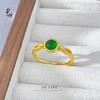 Anillo de Pájaro Pequeño de Palacio Colorido Color Arena Dorada Antigua de Alta Retención de Color con Artesanía Fina Incrustado con Ágata Roja Anillo Abierto de Tendencia Nacional Retro