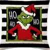 Fronha de linho Grinch best-seller internacional Decoração de sofá Amazon monstro verde Capa de almofada de Natal
