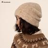 2024 Invierno Vintage Rizado Color Sólido Gorro de Punto Casual Simple Gorro para Cabeza Grande Protección Cálida para las Orejas Montón Montón