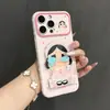 Suporte de Espelho para Bebê Chorando Adequado para Capa de Celular Apple iPhone 17 Pro Max 16 Coração de Amor 15 Fofo 14 Janela Grande