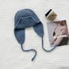 Gorro de lana estilo coreano para mujer, gorro con orejeras para otoño e invierno, gorro pequeño con aspecto de cara, gorro de punto cálido combinable estilo japonés 2023, gorro con circunferencia de cabeza grande
