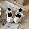 Zapatos de baile para niña con lunares y encaje, zapatos de salón pequeños para niña, primavera-verano 2026, zapatos de salón retro de princesa con lazo para niña, modernos
