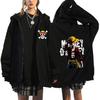 Chaqueta con estampado perimetral de animación de One Piece, unisex, estilo hip-hop, holgada y con capucha, a la moda.