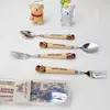 Comercio Exterior Caricatura de Capibara Tenedor y Cuchara para Niños Juego de Dos Piezas Portátil Lonchera Juego de Cubiertos Venta al por Mayor