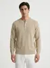 Novo Suéter Masculino de Malha Waffle com Gola Henley de Comércio Exterior Cor Sólida Três Botões Gola Meio Aberta Manga Longa Pulôver