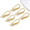 Accesorios para Pendientes DIY, Chapado en Cobre con Oro Real, Conserva el Color, Piedra Brillante con Perlas, Ganchos Grandes para Oreja, Ganchos Franceses, Materiales para Agujas de Pendientes Grabadas 925
