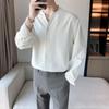 2024 Camisa de Manga Longa com Letras Estilo Japonês Estilo Hong Kong Ins Camisa Solta Verão Masculina Tendência Versátil Jaqueta Casual