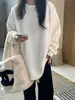 Camiseta interior de terciopelo para mujer otoño e invierno estilo occidental engrosada cálida de manga larga camiseta interior suelta de longitud media top para apilar