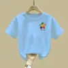 2417# Camiseta Igual para Meninos e Meninas Algodão Manga Curta Jaqueta Solar Infantil Girassol