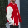 Chamarra de Béisbol Transfronteriza para Hombre, Chamarra de Vuelo, Forro Polar de Primavera y Otoño, Estilo Casual Holgado Clásico, Costura Horizontal a Máquina, Cuello Alto, Chamarra de Béisbol con Botones