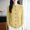 Nuevo Cárdigan de Punto con Cuello Redondo de Forro Polar Ártico Otoño/Invierno 2026 Manga Larga para Mujer Retorcido Color Sólido Ajuste Holgado Versátil
