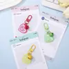 Llavero de campana con forma de corazón de resina con purpurina de colores con anillo de aleación, decoración de llavero colgante con purpurina degradada, regalo