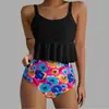 2025 Nuevo Bikini Separado Sexy Chica Caliente Estampado de Tirantes Comercio Exterior Amazon Transfronterizo Traje de Baño de Vacaciones