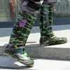 Botas de Lluvia Militares de Caña Alta Camufladas para Hombres y Mujeres, Nuevo Material de Protección Laboral, Botas de Goma con Suela de Cristal, Zapatos de Goma de Tubo Largo para Motociclistas, Botas de Agua Antideslizantes para Hombres