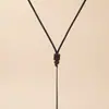 Cuerda para Collar de Barril Ajustable Hecho a Mano Joyería DIY Cuerda de Collar Tejida Cordón con Colgante de Etiqueta Simple Accesorios
