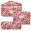 Bolsa Cosmética Portátil Grande Capacidade Floral Pequeno Armazenamento Algodão Acolchoado Portátil Flores Fofas Ins Viagem Estudantes
