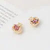Frutas de outono douradas incrustadas com zircônia colorida, pingente de romã de fruta, materiais para acessórios de joias de pulseira, colar, brincos feitos à mão DIY