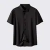 Camisa de Manga Curta Dongyu Transfronteiriça Alta Elasticidade Sem Costura Não Amassa Antirrugas Tamanho Plus Oversized Fina Cor Lisa Estilo Camisa Venda por Atacado