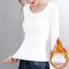 Camisa Grossa Preta para Mulheres no Outono e Inverno Nova Camiseta de Veludo para Usar por Baixo Manga Longa Slim Quente Tamanho Grande Top Camiseta Dropshipping
