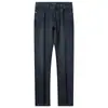 Pantalones Largos de Mezclilla Gruesa para Hombre, Estilo Recto Delgado, Azul Marino, Sarga Elástica, Lavados, Desgastados, Otoño e Invierno Europeo