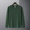 Camiseta Holgada de Manga Larga con Cuello Redondo Solona 240g Ropa de Trabajo Uniforme de Clase Camiseta Básica Color Sólido Top Básico Venta al por Mayor Hombre