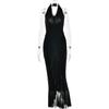 Vestido Halter de Verão 2025 Transfronteiriço Cor Sólida Moda Design Criativo Roupa Y2K
