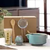 Set Japonés de Matcha de Cerámica Cocida en Horno Vintage, Batidor de Huevo, Batidor de Té, Pincel de Té, Combinación de Utensilios de Té de la Dinastía Song