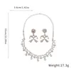 Set de Collar y Aretes de Lágrima con Lazo de Diamante Lujo Accesible Cadena para Clavícula de Gama Alta Collar Versátil Exquisito Retro para Mujeres