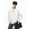 Sudadera vintage con cuello Henry cosida a mano para hombres y mujeres, marca de moda primavera 2026, top holgado y versátil para parejas