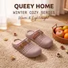 Nuevas pantuflas de algodón para mujer para invierno, de suela gruesa, antideslizantes, de felpa, cálidas, suaves, cómodas, impermeables, con sensación acolchada, pantuflas de punta cerrada para invierno