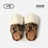 Chinelos de algodão com estampa de pata de gato TPR transfronteiriços, chinelos femininos de inverno espessos e quentes, chinelos de casal, antiderrapantes, forrados com fleece, chinelos de pelúcia, masculinos