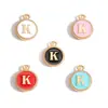 Acessórios para joias DIY pulseira de renda esmaltada dupla face brincos pequenos pingentes esmaltados 26 letras inglesas liga
