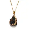Pendente Assimétrico de Cristal Natural Ametista Pedra Bruta Galvanizado Dourado Quartzo Rosa Citrino Acessórios para Joias DIY Transfronteiriço