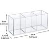 Caja de Almacenamiento Acrílica 3 Compartimentos Portalápices Transparente Lápiz Escritorio Suministros de Oficina Brocha de Maquillaje Almacenamiento Creativo