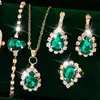 Conjunto de quatro peças estilo europeu e americano com colar, brincos e anel de cristal azul claro em formato de coração cravejado de diamantes - uma coleção transfronteiriça para mulheres
