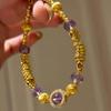 Pulseira de contas envoltas em ametista estilo francês leve e luxuosa, design de alto senso, moda elegante, joias femininas elegantes