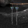 Yilu plata S925 plata esterlina moda nacional esmalte vintage borla mariposa gancho para la oreja moda exquisitos aretes largos de plata aretes