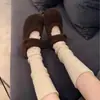 2026 Nuevos Zapatos Mary Jane de Piel con Velcro Planos para Mujer Invierno Cálidos Punta Redonda Altura Oculta para Viaje Zapatos Birkenstock