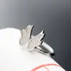 Nafuge Joyería de Plata al por Mayor Moda Anillo de Plata de Ley 925 Alas de Ángel de Diamante Anillo Abierto Anillo de Plata para Mujer