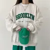 Sudadera Gris 2026 Estilo Nuevo con Forro de Felpa Cuello Redondo para Mujer, Primavera y Otoño Delgada de Manga Larga Holgada Talla Grande Estampada Versión Coreana