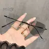 Óculos de Grau Xu Yan Aro Metálico Gatinho Sem Aro Dourado que Muda de Cor, Bloqueio de Luz Azul, Óculos Sem Grau, Óculos Sem Aro, Bloqueio de Luz Azul